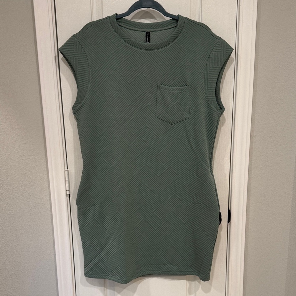 Sage Green Textured Straight Cut Dress